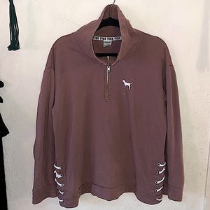 PINK quarter zip side laced sweater